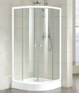 ตู้อาบน้ำ ทรงโค้ง เฟรมขาว  กระจกนิรภัยหนา 5 มม.