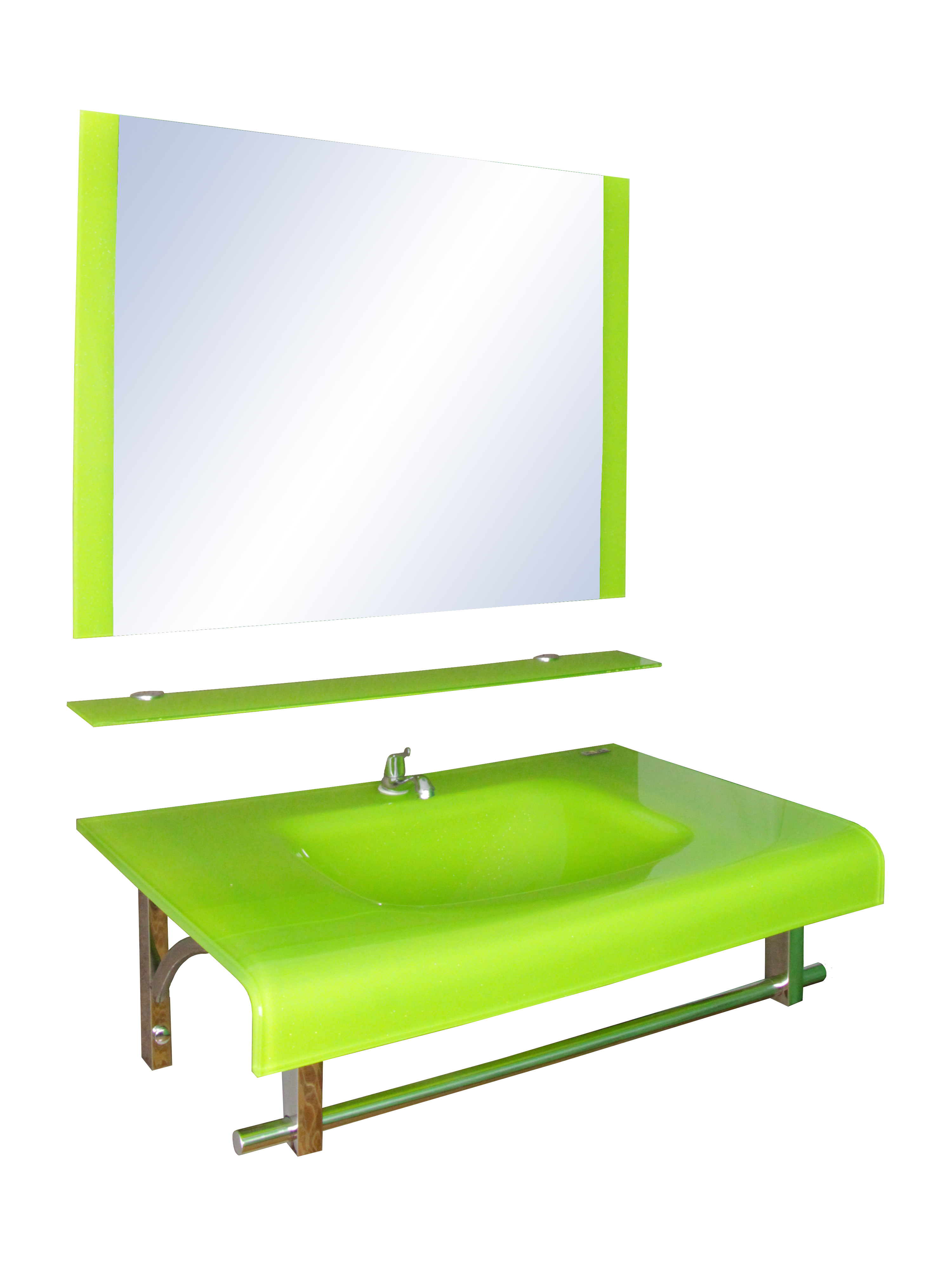 ชุดเคาน์เตอร์แก้ว หนา 15 mm (มาตรฐาน) สีเขียว พร้อมกระจก